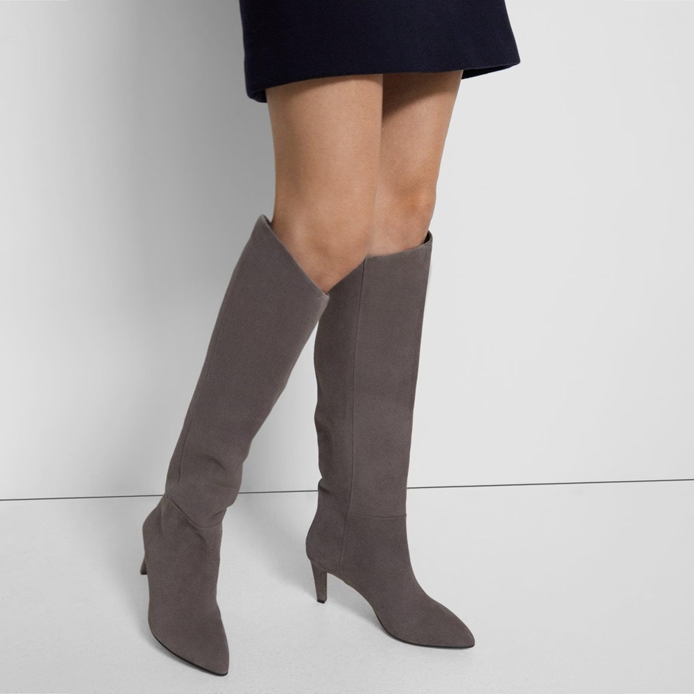 Theory Tube Knee-High Boot Suede Gray 39